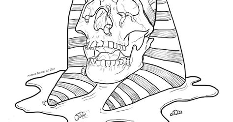 Line Drawing Mummy Skull