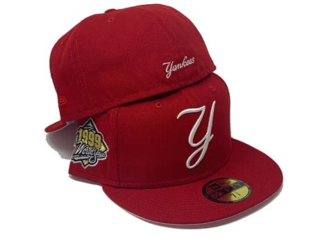 Red New York Yankees Ligature Logo 59fifty New Era Fitted Hat – Sports ...