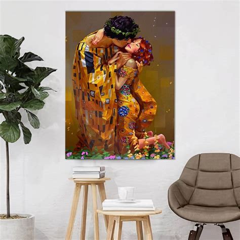 The Kiss Glass Decor, the Kiss Gustav Klimt Stained Glass Painting the