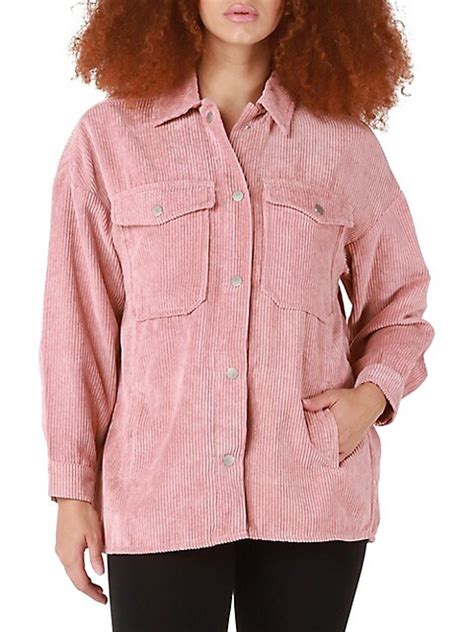 Chest-Pockets Corduroy Shacket