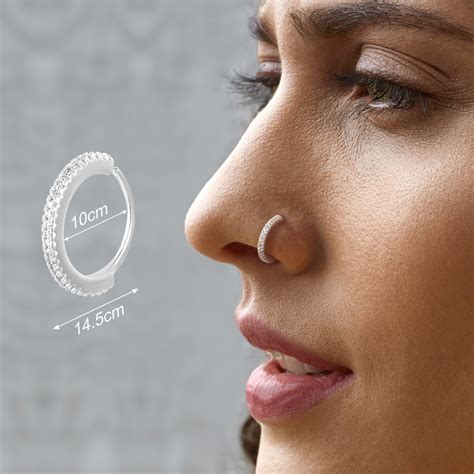 Piercing De Nariz Prata - Piercing Nariz Prata 925 Cravejado Argola 8/10mm 28 pedras de Zircônia ...