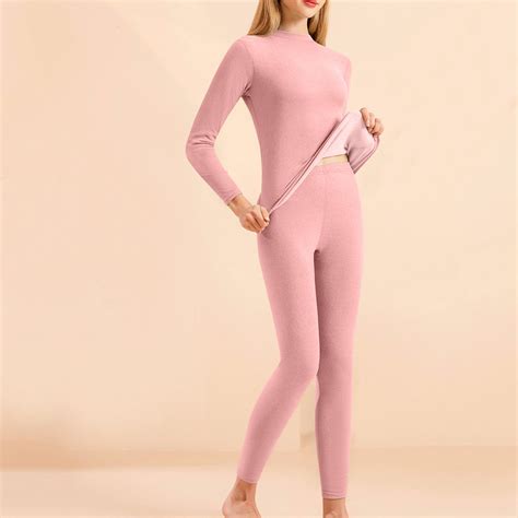 TMOYZQ Long Johns Thermal Underwear for Women Fleece Lined Base Layer