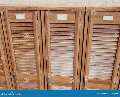 Vintage Wooden Lockers stock illustration. Illustration of open - 263931747