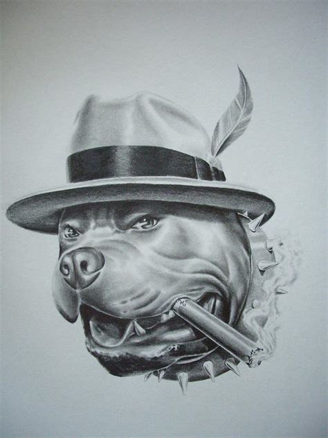 Gangster Dog Drawing by Jorge Hernandez