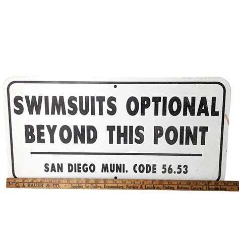 Vintage Swimsuits Optional Nude Beach Sign – Ballyhoo Curiosity Shop