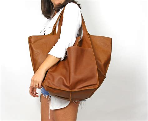 Large Leather Tote Bag, OVERSIZED Women Leather Tote, Bag for Work ...
