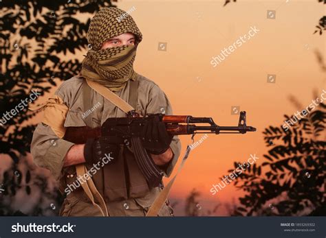 guerrilla warfare insurgent ak  rifle stock photo edit
