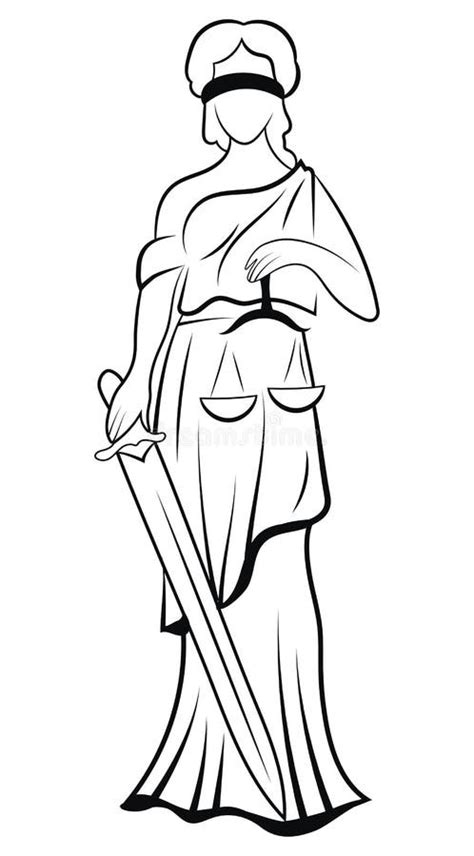 Themis - Ancient Greek Goddess Of Justice. Hand Drawn Scales Of Justice ...