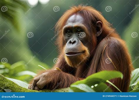 orangutan    endangered species stock illustration