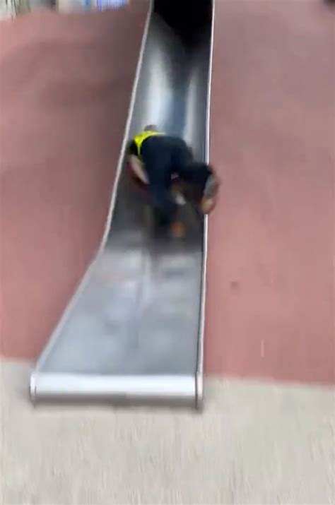 Cop violently launched off massive park slide in viral video – The News ...