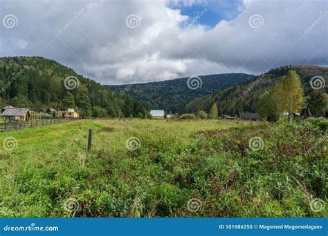 Small Siberian village stock photo. Image of nature - 101686250