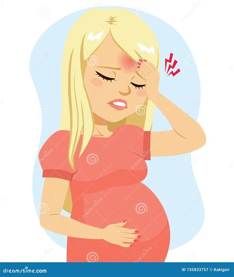 Pregnant Woman Suffering Migraine Stock Vector - Illustration of vector