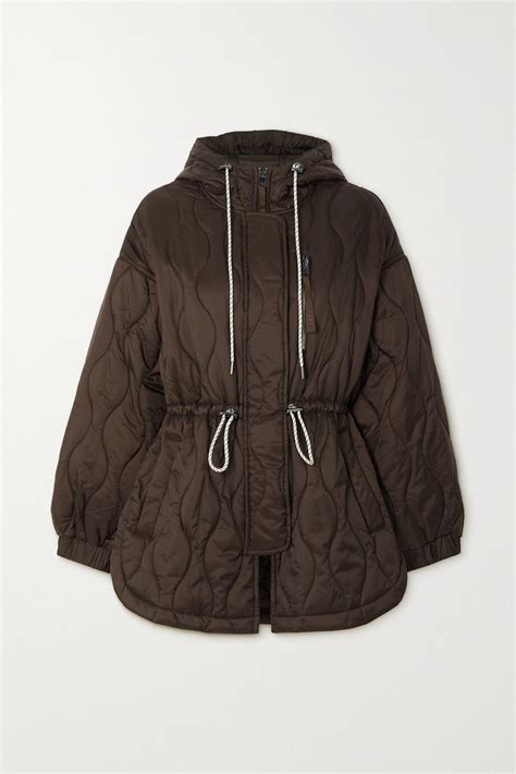 varley caitlin hooded quilted padded shell jacket brown editorialist