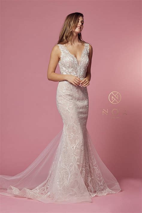 White/Rose Sleeveless Fitted Long Wedding Gown - Wedding Dresses – The