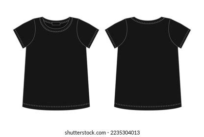 Blank T Shirt Technical Sketch Black Stock Vector (Royalty Free ...