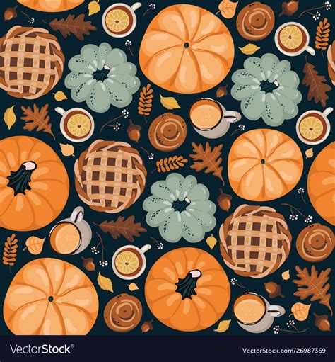 Cute seamless autumn pattern background autumn Vector Image