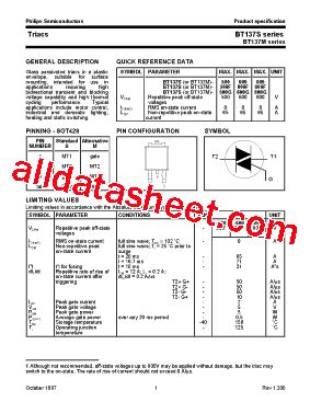 BT137S Datasheet(PDF) - NXP Semiconductors