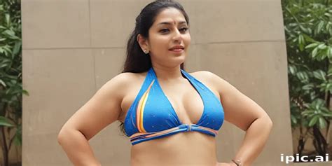 confident woman posing  stylish blue bikini  urban background