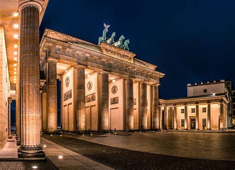 3840x2160px | free download | HD wallpaper: Brandenburg Gate, night ...