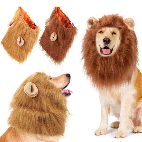 gustave lion mane costume  dog realistic funny adjustable lion