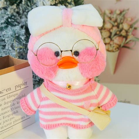 Мягкая игрушка желтая утка Lalafanfan duck с очками - купить с ...