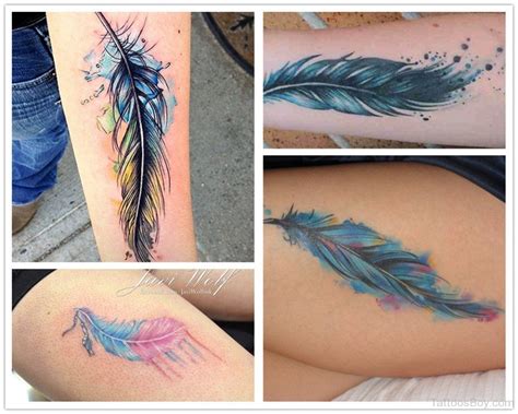 Colorful Feather Tattoo - Tattoos Designs