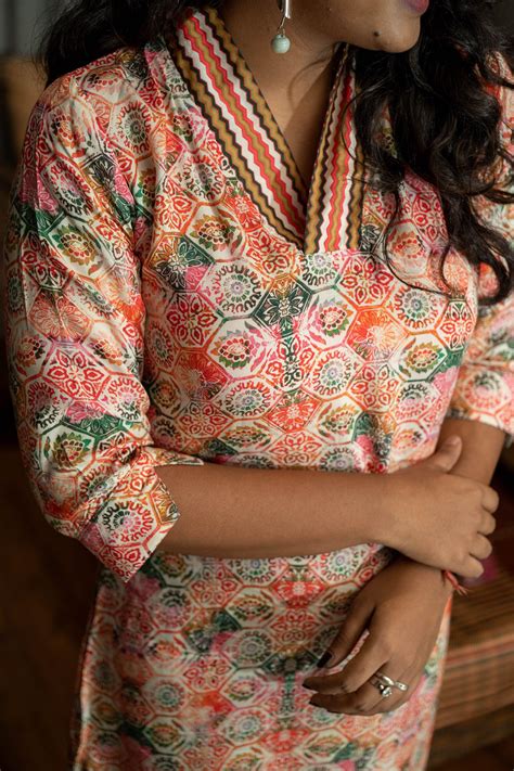 Beige Printed Shift Dress