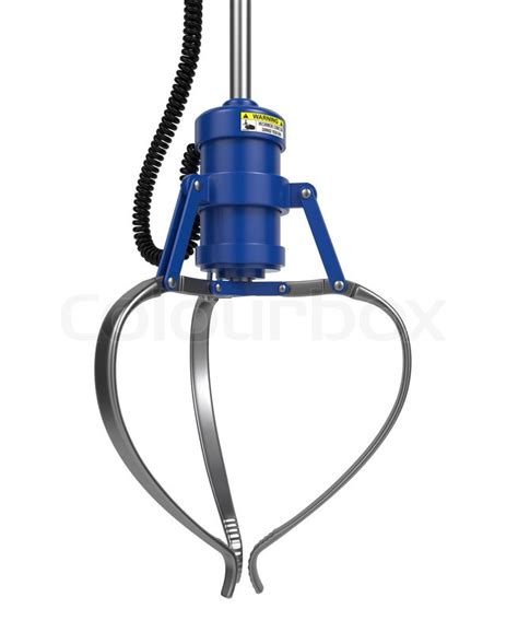closed metal robotic claw  blue color stock image colourbox
