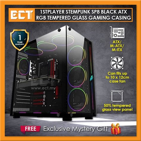 1STPLAYER SteamPunk SP8 ATX RGB Tempered Glass Gaming Casing Chassis ...