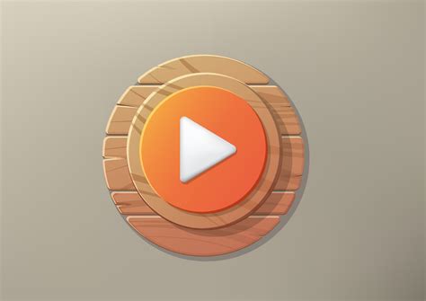wood style play button  vector art  vecteezy