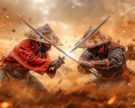 Premium Photo | Samurai Warriors Clash in Epic Final Battle Sword Fight