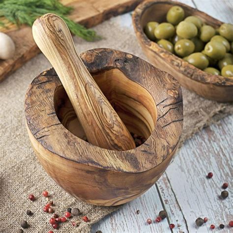 large wooden mortar  pestle