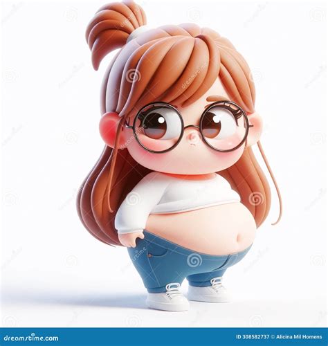 Funny Cartoon for a Beautiful and Colorful Chubby Girl. AI Generated
