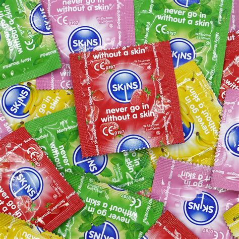 Skins Flavoured Condoms for Oral & Intercourse, Condoms Big Box