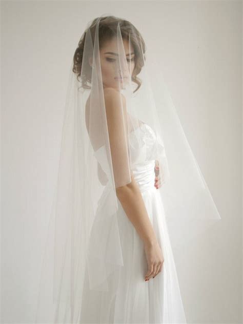 Cathedral/ Chapel Wedding Veil With Blusher, Ivory Wedding Veil
