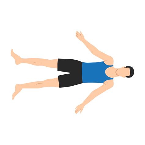 Man doing Shavasana or Corpse Pose. Yoga Practice exercise. Flat vector