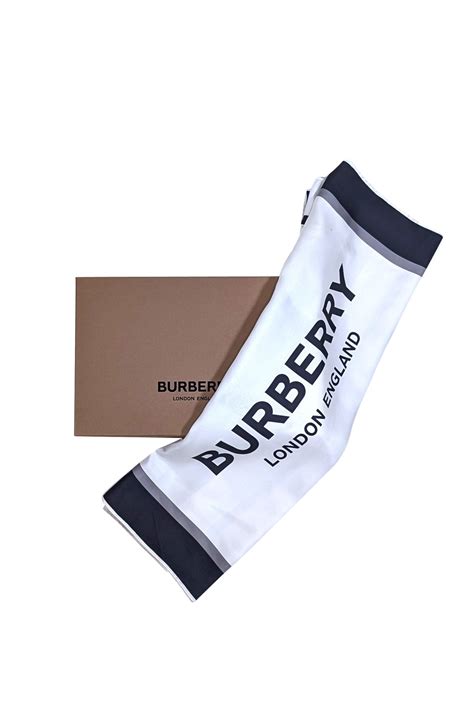 Burberry - Ivory Silk Scarf w/ Logo Font & Horse Face Print Scarf