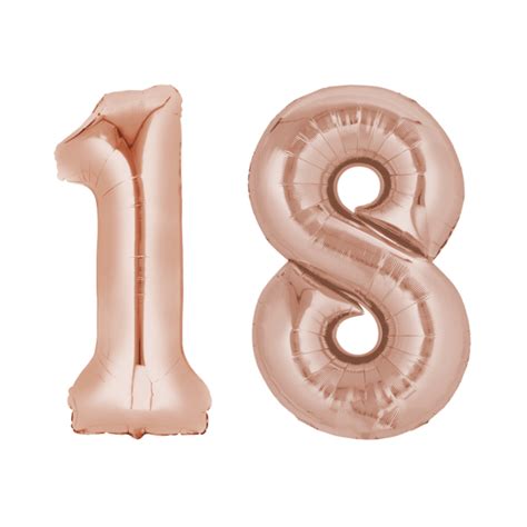 Folienballon Set Zahl - 18 - Rose Gold 80-86 cm