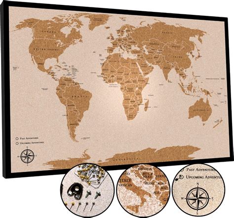 Amazon.com: Push Pin Travel Map - Large 30" x 20" World Map Pin Board ...