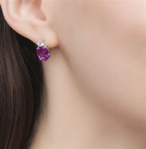 Серебряные серьги с александритом SUNLIGHT E-1020-IAL: белое серебро ...