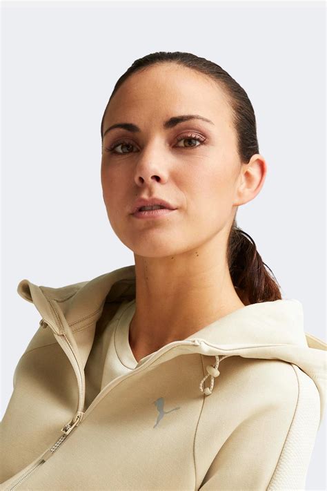 Толстовка женская Puma EVOSTRIPE Full-Zip Hoodie бежевая 67308588 ...