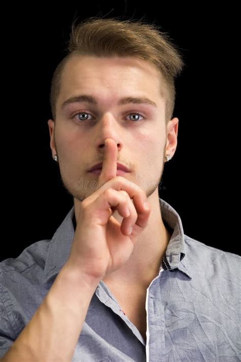 1,815 Young Man Gesturing Hush Finger Lips Stock Photos - Free ...