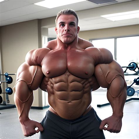 3 meter bodybuilder with a beautiful muscle morph, flex their massive