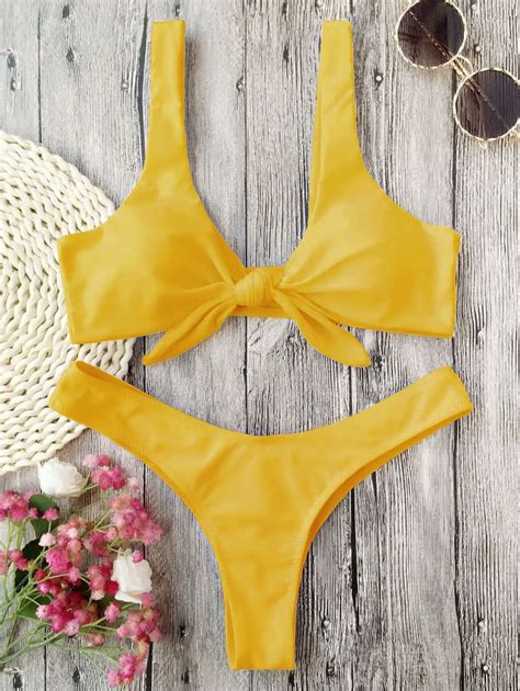 2019 Brand Yellow Women Swimsuit Sexy Brazilian Thong Bikini Swim Set
