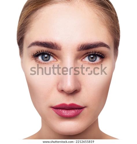 young woman face front view isolated stock photo  shutterstock