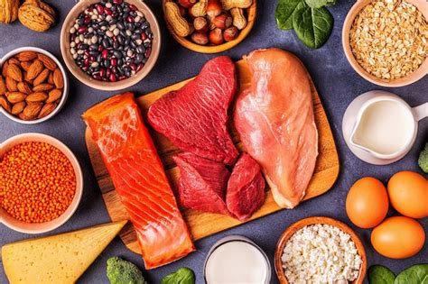 Fuentes de proteínas saludables: carne, pescado, productos lácteos ...