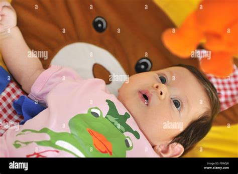 indoor portrait with happy young famil and cute little babby Stock ...