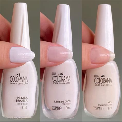Cores De Esmalte Para Francesinha - Kit 3 Esmalte Francesinha Colorama Pétala Branca , Leite de Coco e Véu ...