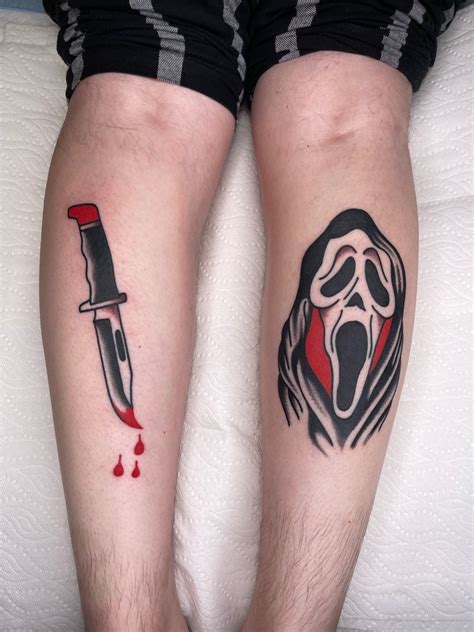 Scream movie Ghostface and Buck Knife traditional style tattoo ...