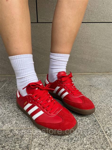 Жіночі Кросівки Adidas Samba Red червоні текстиль адідас самба (ID ...